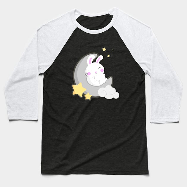 Bunny Moon Baseball T-Shirt by Namarqueza